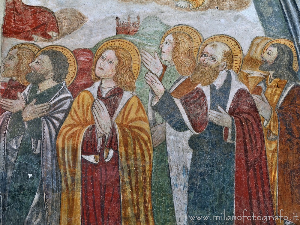 Cossato (Biella, Italy) - Detail of the fresco of the Annunciation in the Church of San Pietro